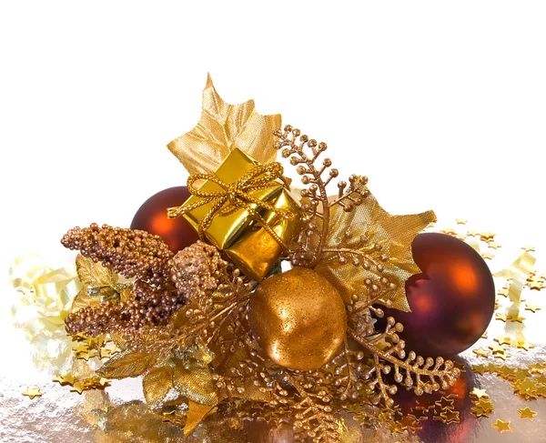 Christmas ornament - gouden tak — Stockfoto