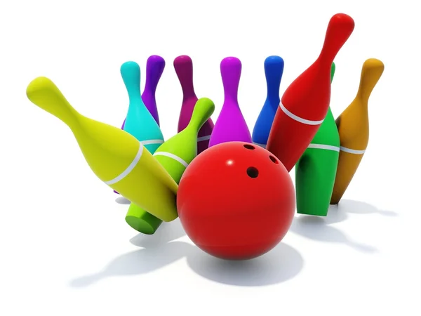Färg käglor med boll — Stockfoto