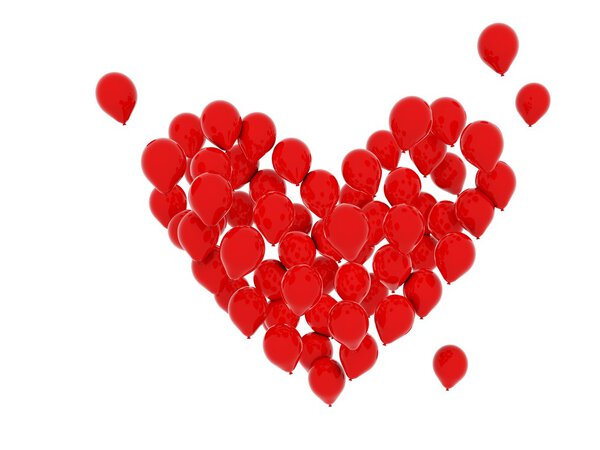 Heart from red air ballons
