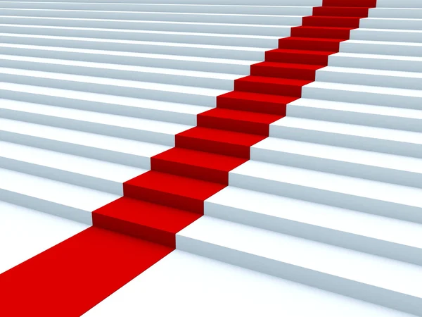 白色楼梯用红色的路径 — 图库照片