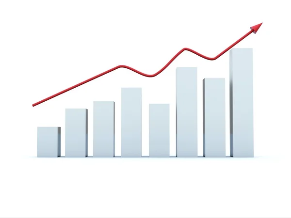 White graph with red arrow — Stock Photo, Image