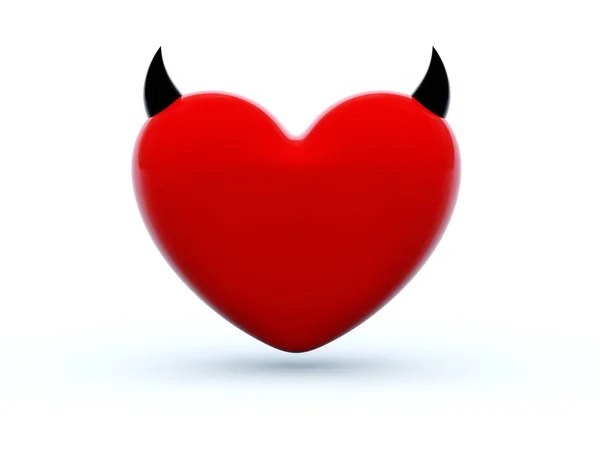 Heart with black horns — Stock Photo, Image