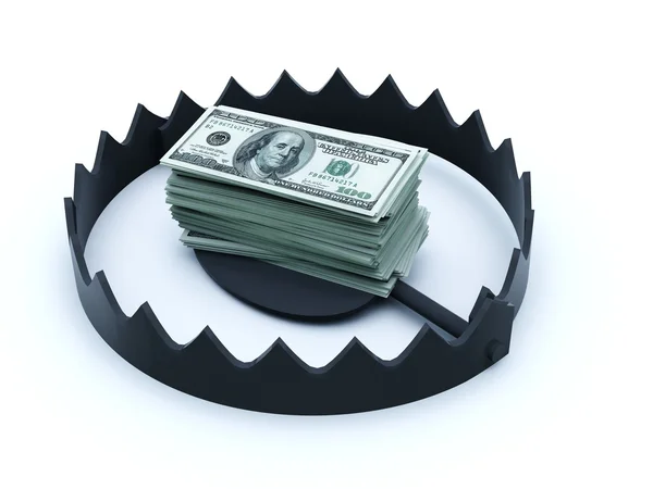 Trap with batch of dollars — Stock Photo, Image