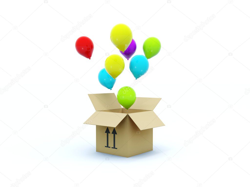 Box with air baloons