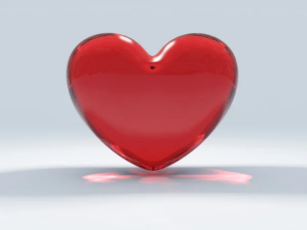 Červené srdce od skla — Stock fotografie