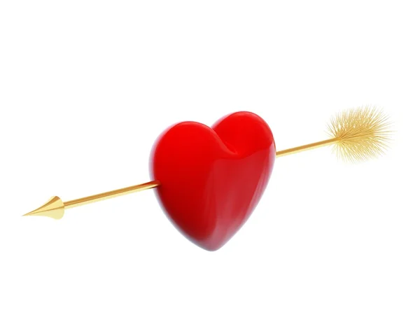 Heart with golden arrow — Stock Photo, Image