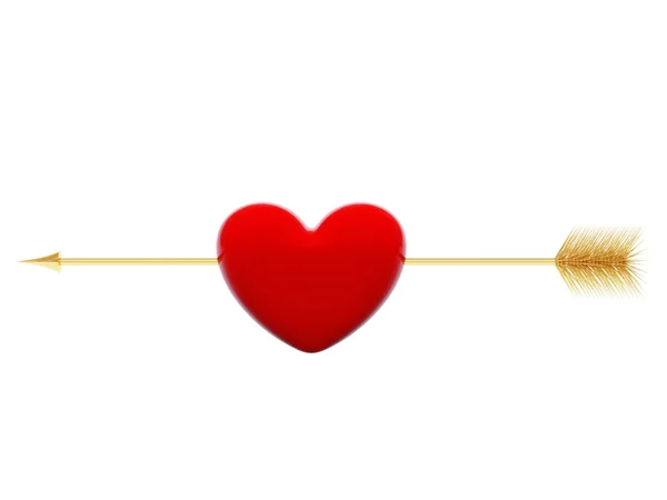 Corazón con flecha dorada — Foto de Stock