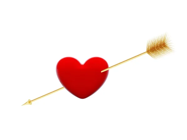 Heart with golden arrow — Stock Photo, Image