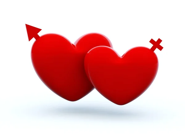 Iki kırmızı kalp — Stok fotoğraf