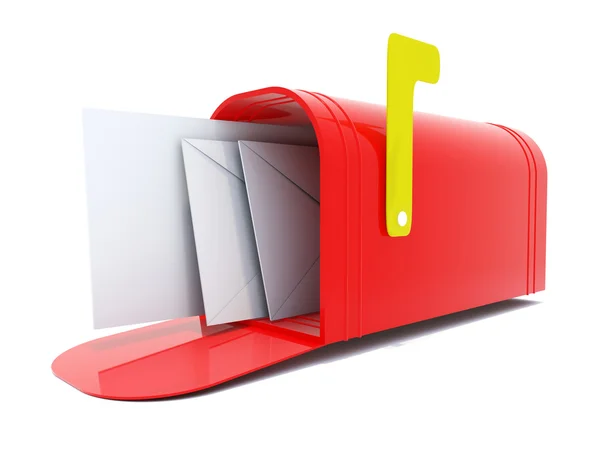 Full röd postlåda — Stockfoto