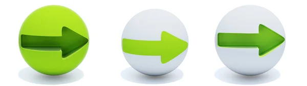 在球面上的三个绿色箭头 — 图库照片
