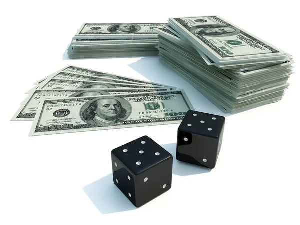 Batch of dollars and dice — Stock Photo, Image