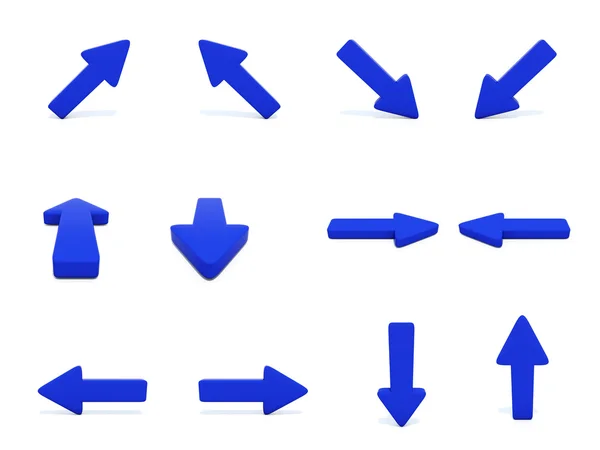 Différentes directions flèches bleues — Photo