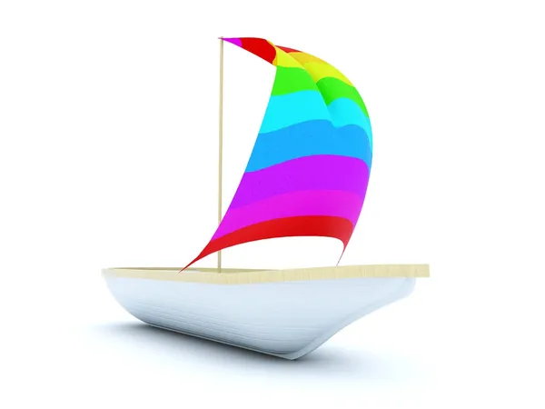 stock image Boat with color sail