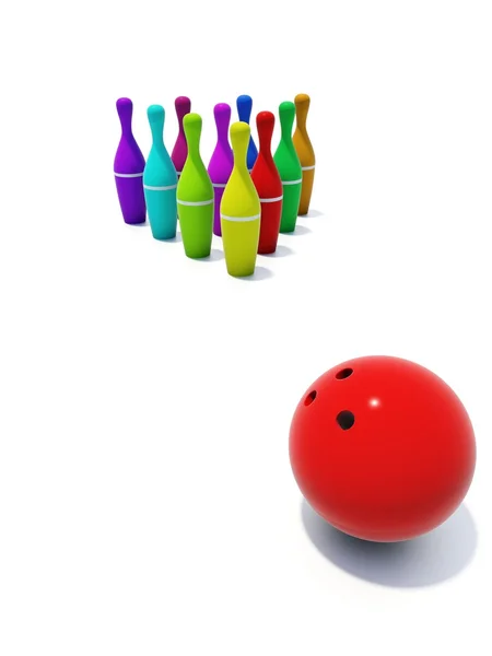 Färg käglor för bowling — Stockfoto