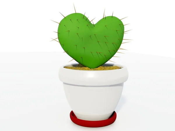 Groene cactus als hart — Stockfoto