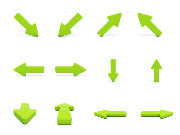 Diferentes direcciones flechas verdes — Foto de Stock