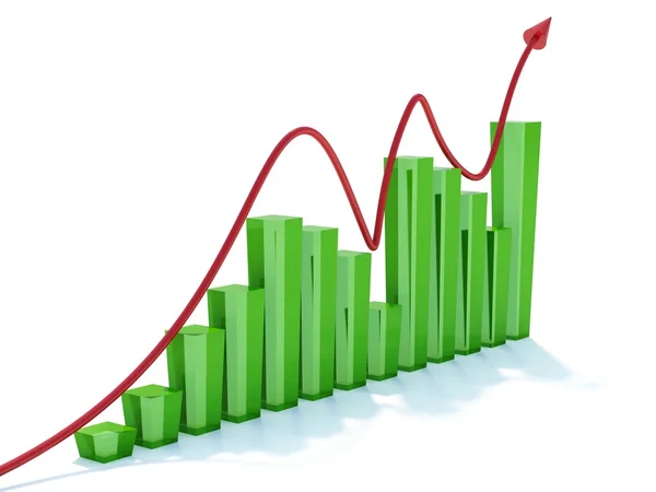 Grafiek van de groene en rode pijl — Stockfoto