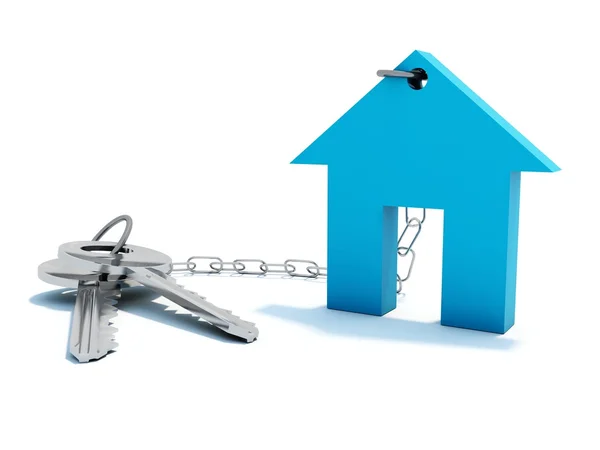 Blå hem med nycklar — Stockfoto