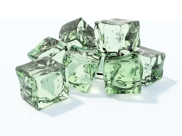Zelené ledové kostky — Stock fotografie