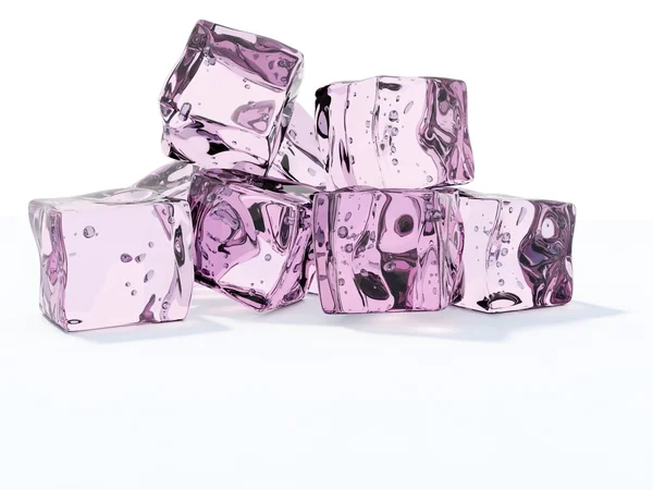 Růžový ledové kostky — Stock fotografie