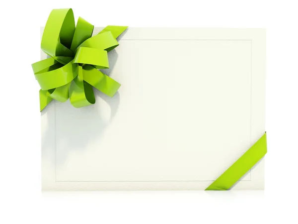 Tarjeta de felicitación con lazo verde —  Fotos de Stock