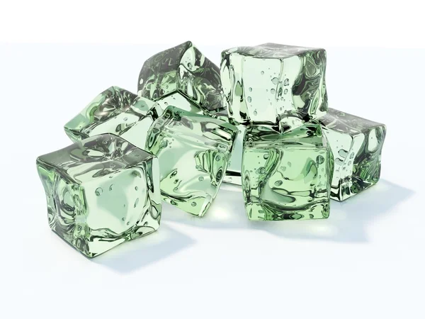 Green ice cubes Stock Photo