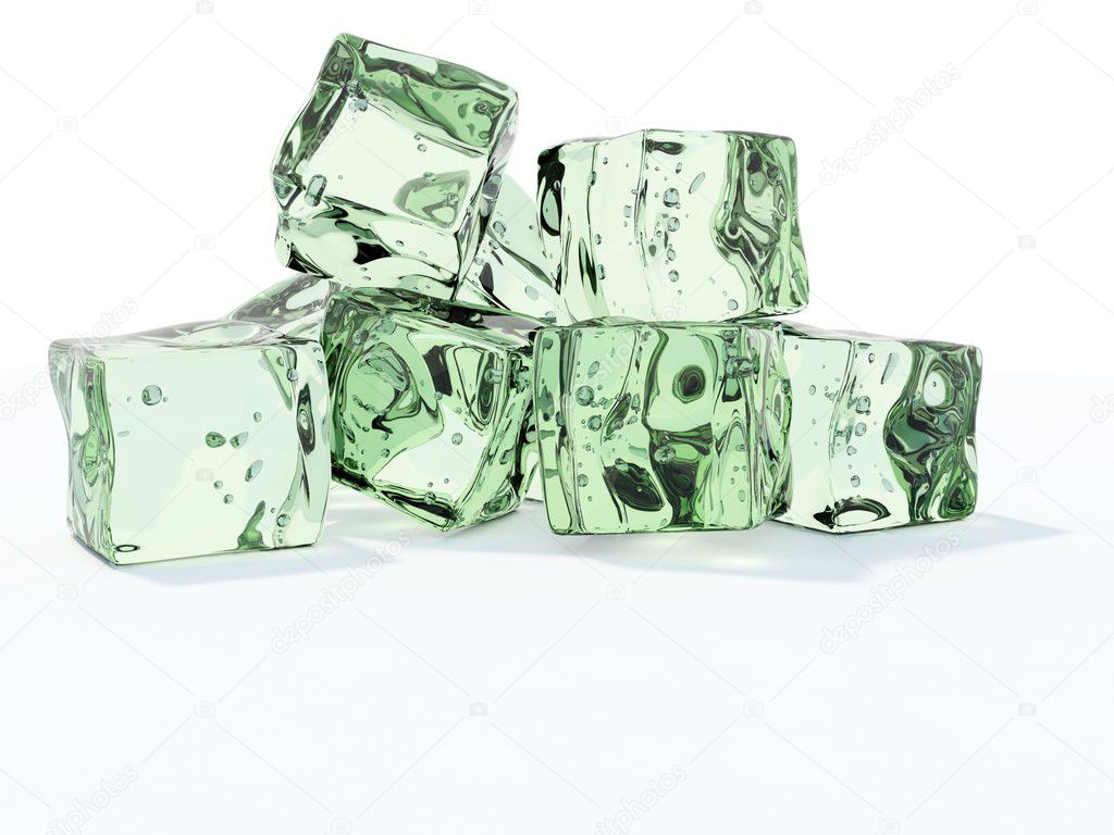 Green ice cubes