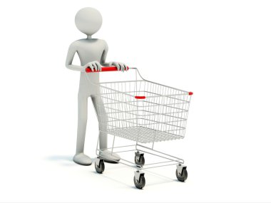 Buyer with empty shopping cart clipart