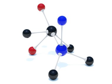 Simple red, blue and black molecule