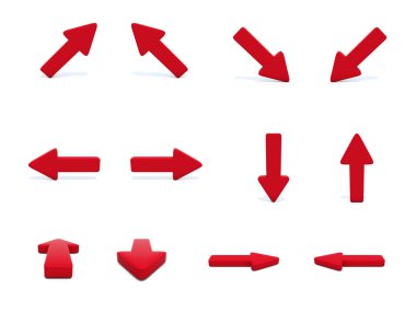 Different directions red arrows clipart