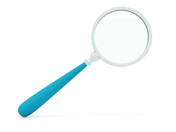 Magnifer with blue handle isolated on wh — Stock Photo, Image