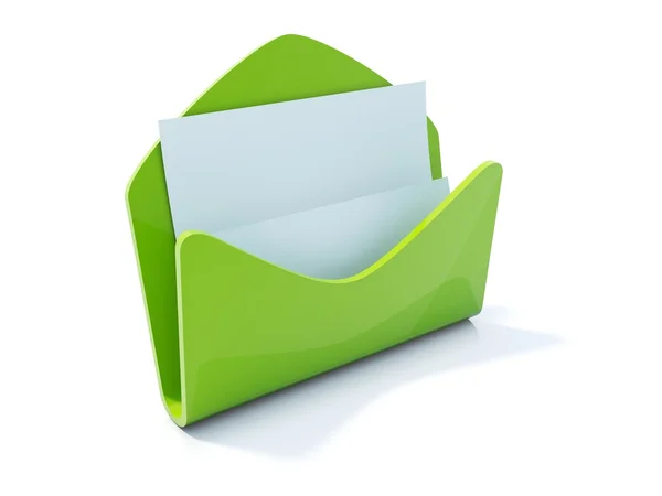 Ícone de correio verde — Fotografia de Stock