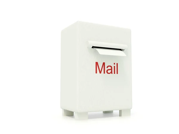 白で隔離される白いメール ボックス — ストック写真