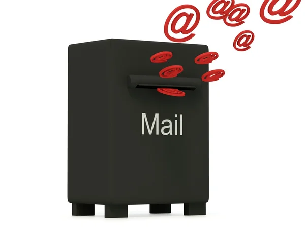Boîte mail noire isolée sur blanc — Photo