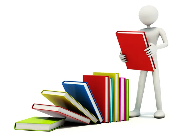 Man met gekleurde boeken — Stockfoto