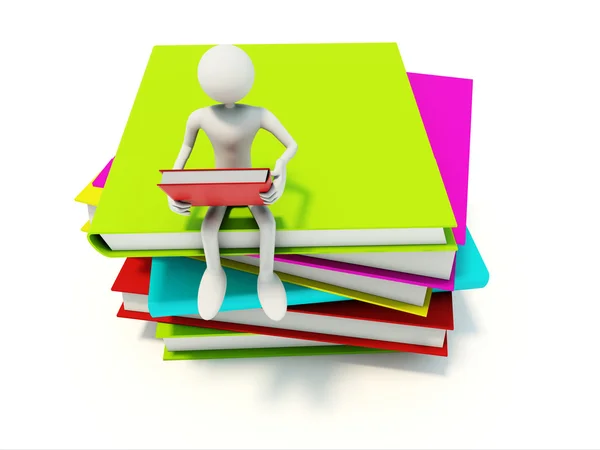 Man with colored books — Stock Photo, Image