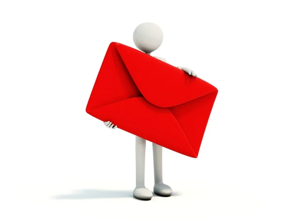 Homme avec enveloppe rouge — Photo