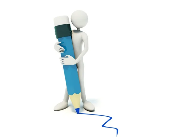 Man with blue pencil — Stock Photo, Image