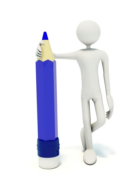 Man with blue pencil — Stock Photo, Image