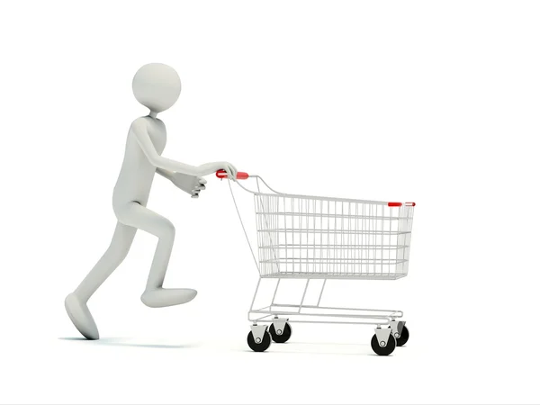 Kupující s prázdný nákupní vozík — Stock fotografie