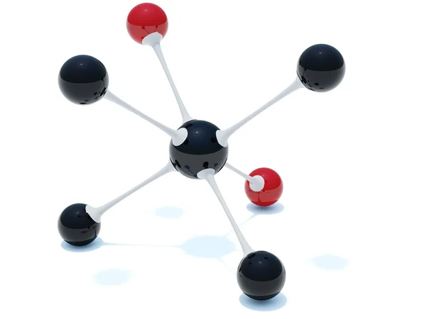 Egyszerű piros és fekete molekula — Stock Fotó