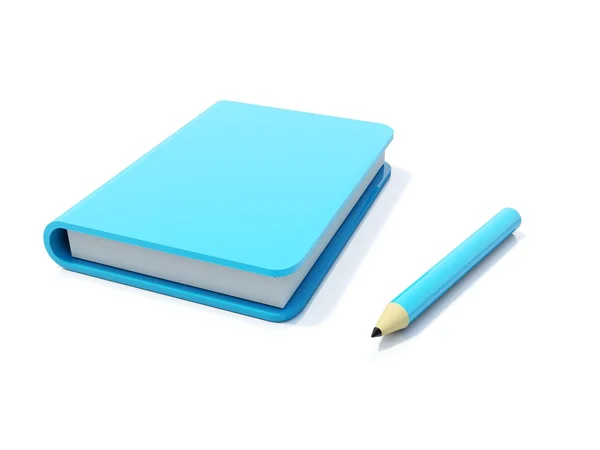 Μπλε σημειωματάριο με στυλό — Φωτογραφία Αρχείου