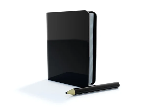 Black notebook with pen — Stock Photo, Image