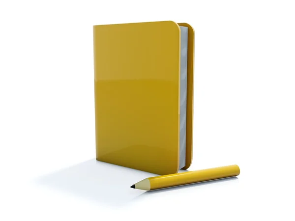 Cuaderno amarillo con pluma — Foto de Stock