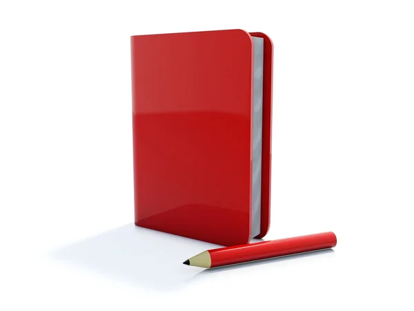 Red notebook with pen icon — Stock Photo, Image