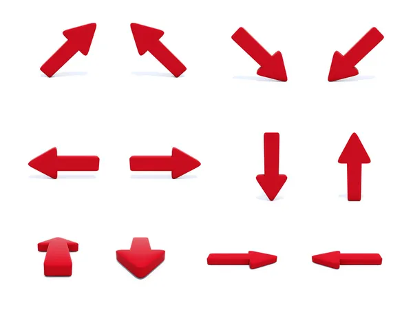 Olika riktningar Röda pilar — Stockfoto