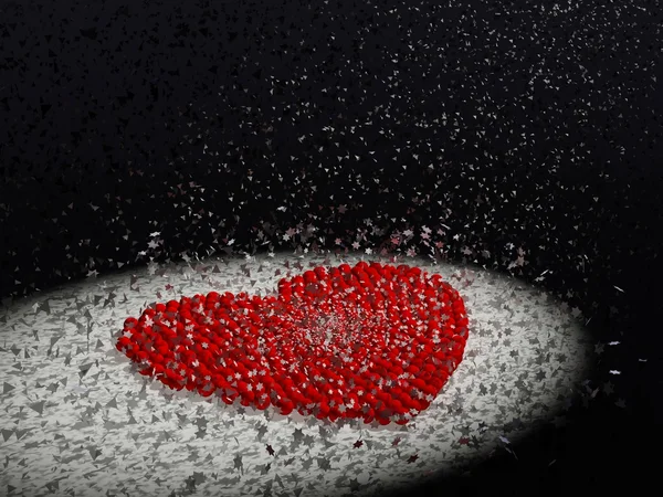 Coeur rouge avec neige — Photo