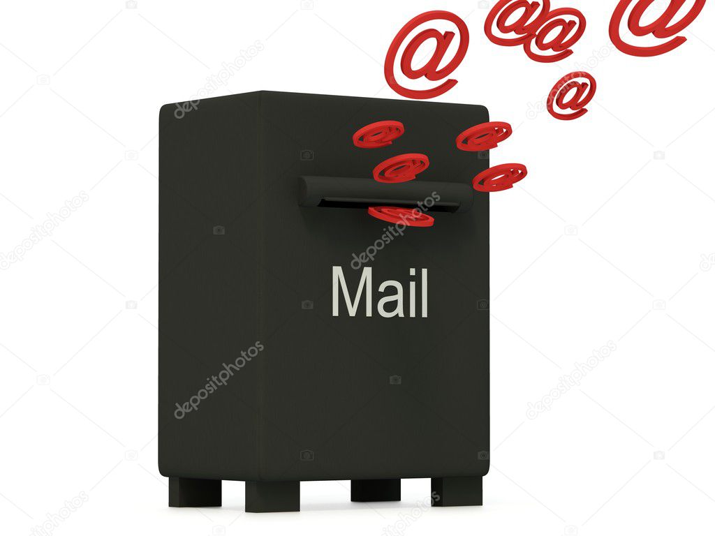 Black email box isolated on white