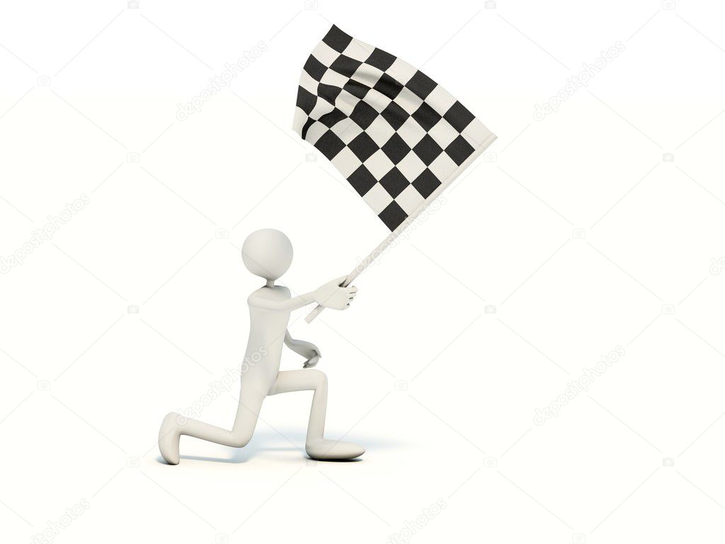 Man with racing flag